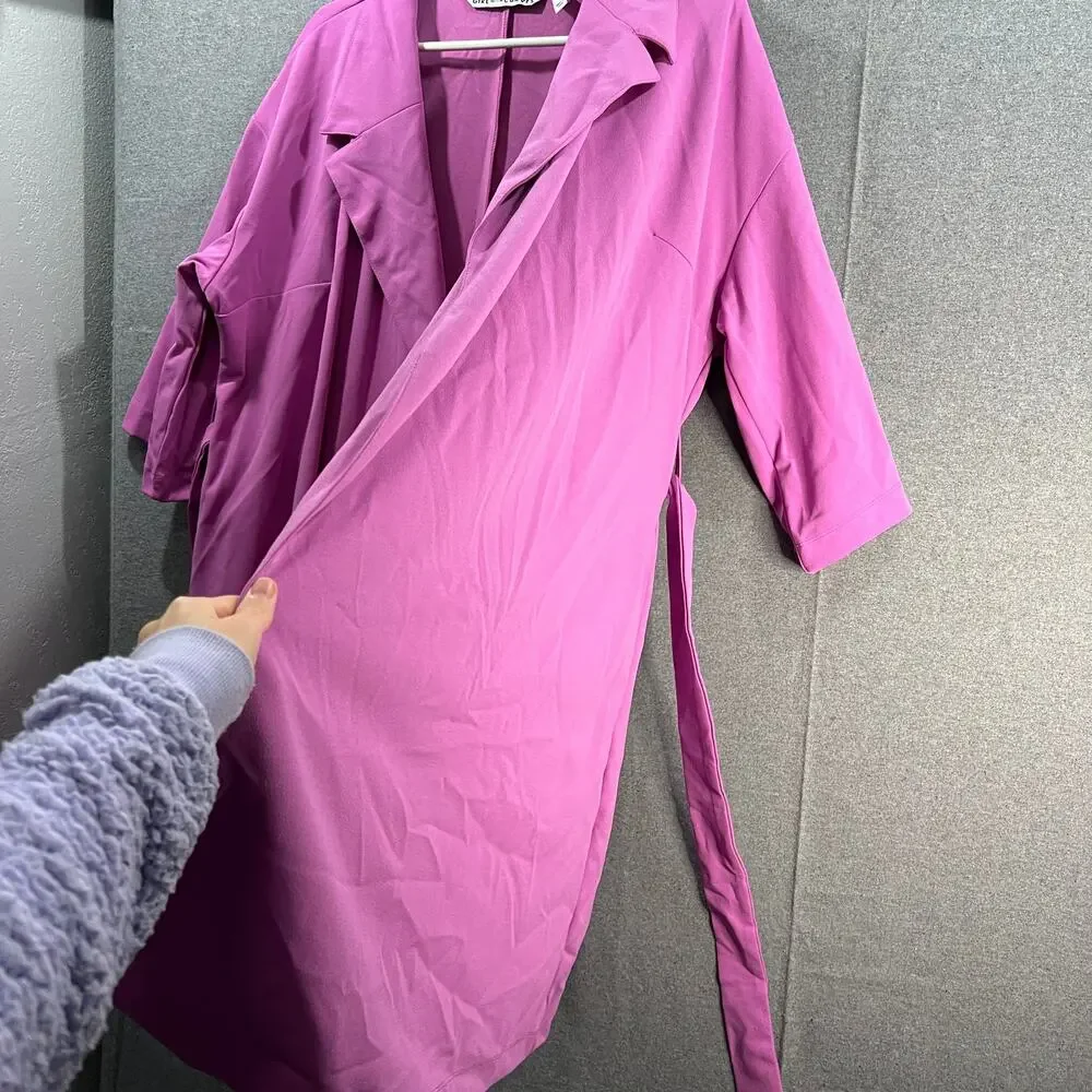 Girl With Curves Petite 3/4Sleeve Wrap Coat with Tie Wa Radiant Orchid Petite 1X